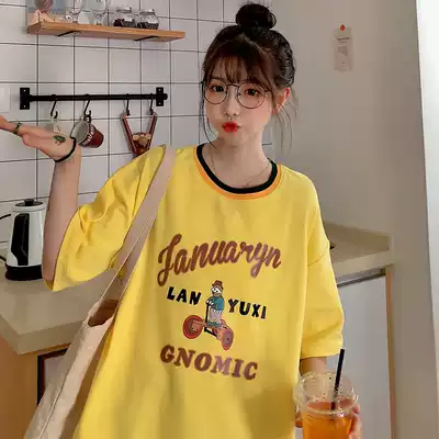 Net red Hyuna Hong Kong style fragrant taro purple loose top clothes summer short-sleeved T-shirt female ins super fire half-sleeved T-shirt tide