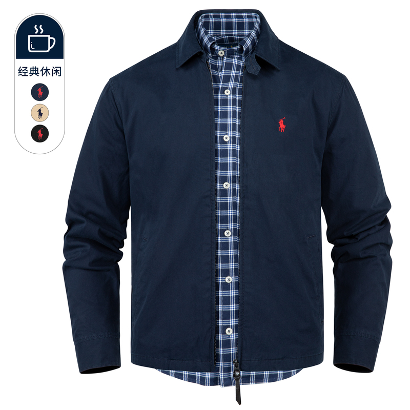 North American Ralph Lauren Spring and Autumn Business Casual Pure Cotton Half-Lined Pony Logo Lapel Jacket Rl Men's Paul Coat
