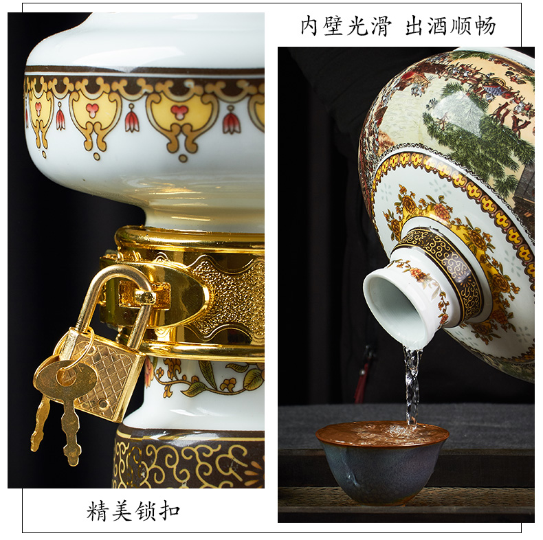 Jingdezhen ceramic bottle 2 jins 5 jins of 10 jins to clear painting seal home little hip mercifully wine jar