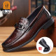 Elderly Men's Loafers, Fashionable Crocodile-Patterned Genuine Leather Shoes for Young Men, Slip-On Breathable Casual Leather Shoes, Loafers for Men