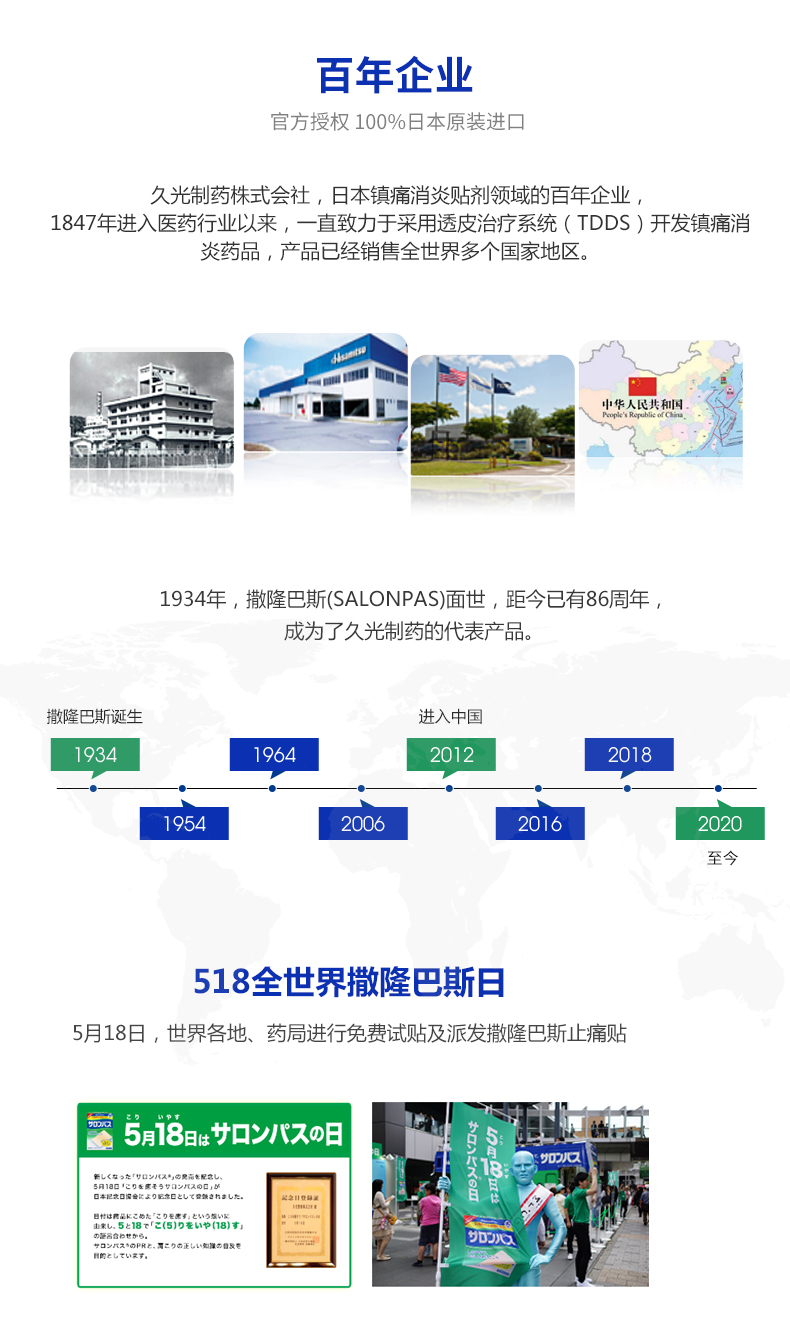 阿里大药房 日本进口 撒隆巴斯 复方水杨酸甲酯薄荷醇贴剂 40贴 腰肩镇痛 图12
