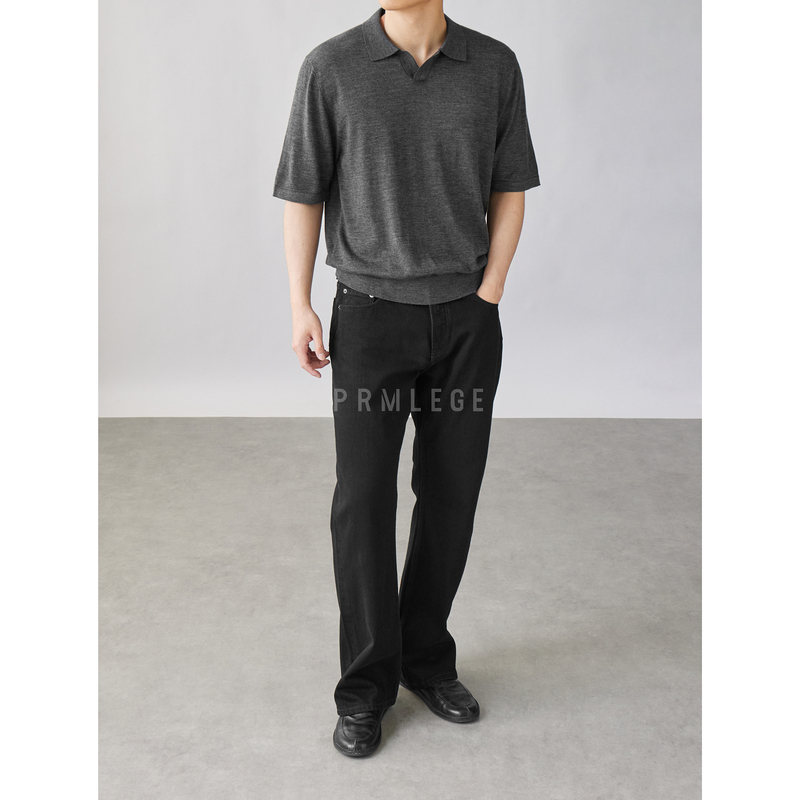 Prmlege「2010M」Asian Fit/Timeless Item/Slight Flare/Fitted Straight-Leg Black Jeans