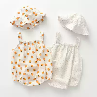 Net red summer baby jumpsuit newborn male and female baby clothes suspender climbing suit travel summer thin baby jumpsuit