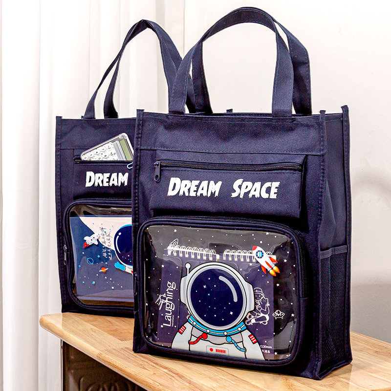 Astronaut Schoolboy Carry-on Bag Boy Zipper Style Carrying book Bag Junior High School Books Collection Bags Children Textbooks Documents Bags Boys Canvas Bags Tutoring Class Book Homework Bag-Taobao