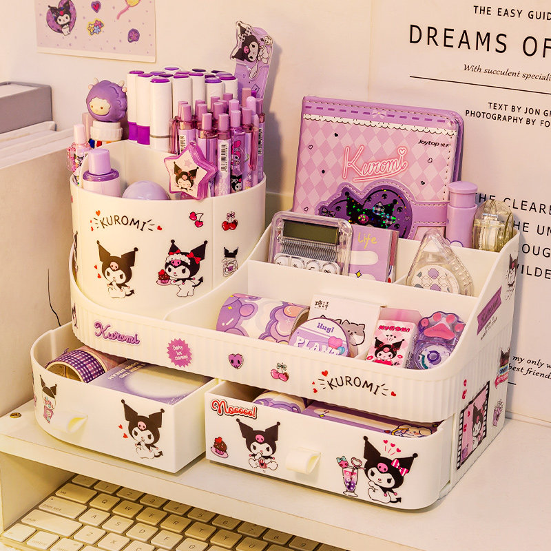 Integrated drawer swivel pen holder containing box oversized children girl elementary school children's desktop desk pen barrel cute creative multifunction pen box 360 degrees light extravagant advanced sensuality shelf-Taobao