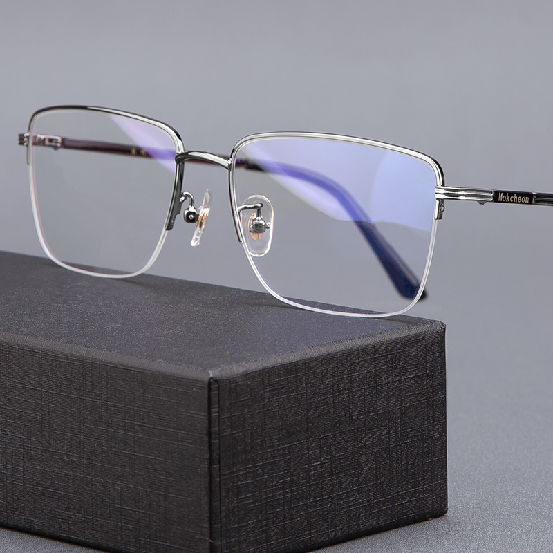 Wood Chuan Eyeframe Men's Super Light Half Frame Accessories Lenses Big Face eye frame Business anti-blue light Near light