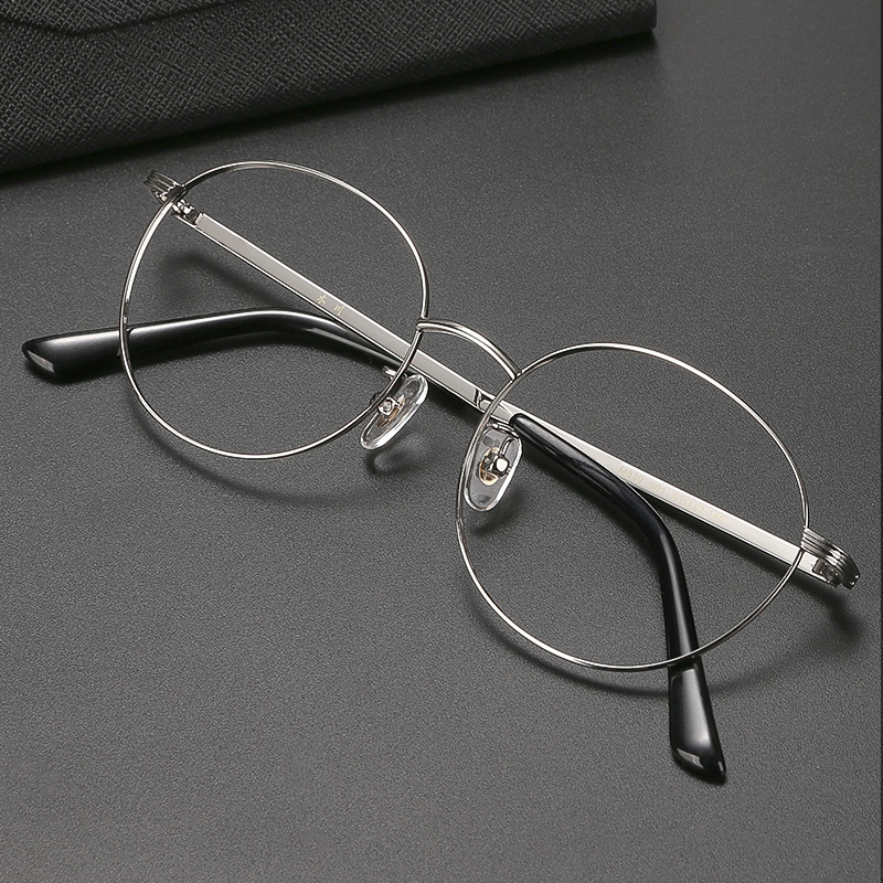 Wood Chuan Glasses Myopia female large round face Slim Fit Mirror Glasses Frame Super Light Alloy Frames with degree flat mirror Men