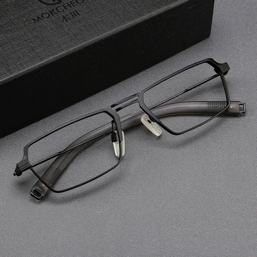 木川 Очки рамки мужская рама рама с двойной светильницей большой лицевая половина ультра -световой титановый титановый факт синего света диск без шестерни Иопия Фотография