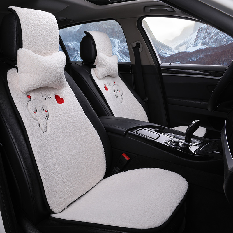 Car cushion winter warm plush cartoon girls lovely little savage waist lamb fluff cushion seat seat