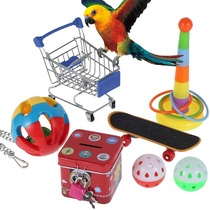 Parrot Training Puzzle Toy Nibble With Tiger Leather Peony Grey Machine Bird Toy Supplies Nibble the ball ring Ring Scooter