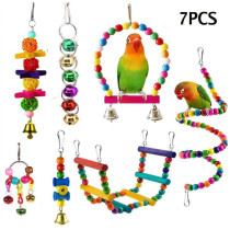 Bird Toys 7 pieces of tiger skin peonies Peonies Wind Parrot Toys Nibble to Grind Tooth and Teeth Autumn Thousands of Puzzle Birds Supplies Stairs