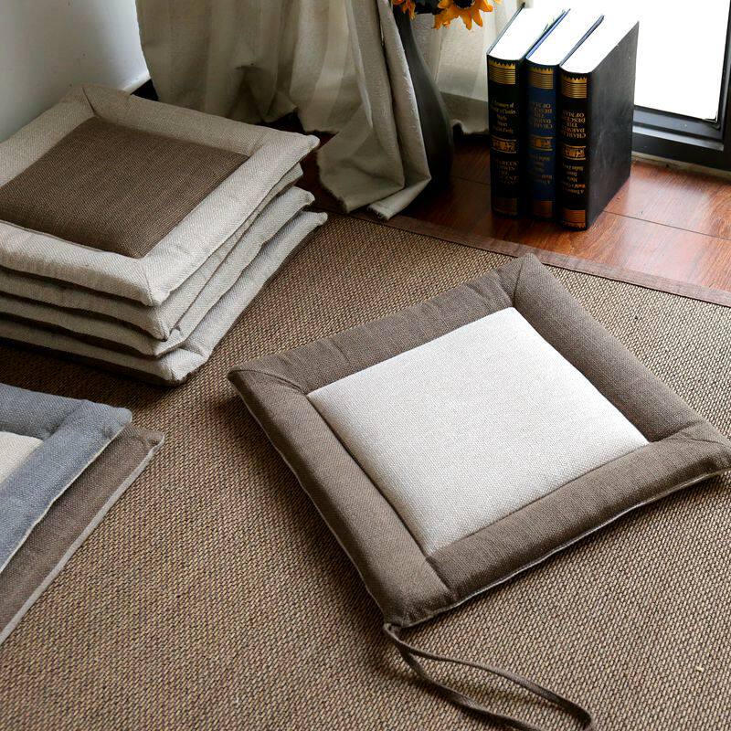 Modern Brief Linen Flax Chair Cushion Thickening Chair Cushion Home Dining Table Tatami Mat Office Stool Butt Cushion