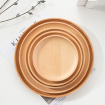 Thousand-end solid wood disc Japanese-style beech round plate solid color melon seed nut snack plate wooden dish round dish