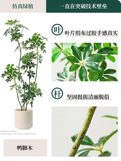 High-End Light Luxury Duckbill Wood Artificial Green Plant Indoor Living Room Large Potted Plant Imitation Fake Plant Floor-Standing Decorative Ornament
