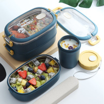 Double-layer lunch box office workers Japanese lunch box student cute large capacity stainless steel 304 material lunch box heat preservation