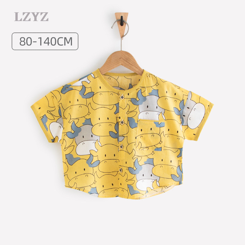 LZYZ children's clothes children's shirts boys thin summer clothes short-sleeved tops children's baby cotton western style summer shirts