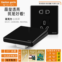 Crystal dot black 86 type concealed five hole with switch double single control household wall type acrylic 16A socket panel