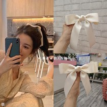 Net red fairy hairclip Korean hair jewelry White Ribbon big bow top clip princess girl age reduction top clip