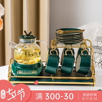 Nordic light luxury style water set Afternoon tea tea set Boiled fruit flower tea cup Glass flower tea pot Household heating