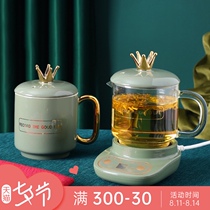 Transparent heat-resistant office glass ins wind cute water cup with lid can be heated to make tea Afternoon tea large capacity