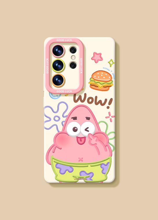 Pastel SpongeBob & Patrick Cartoon Silicone For Girls Hug! S25, S25 Plus, S25 Ultra, S24, S24 Plus, S24 Ultra, S23, S23 Plus