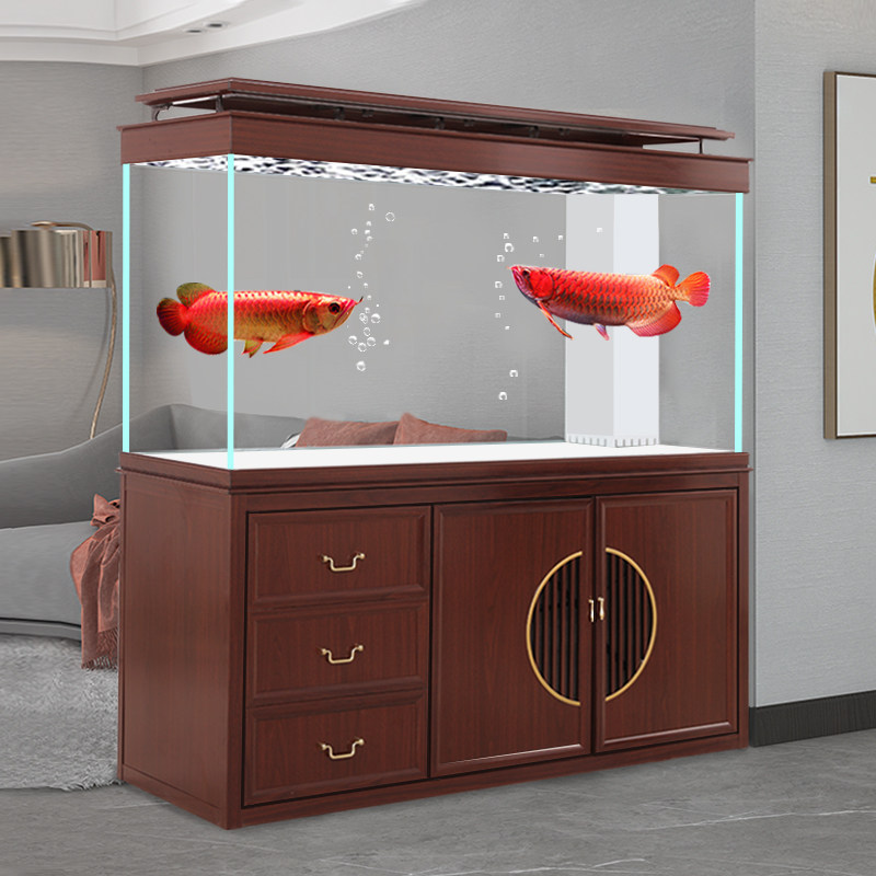 Fish tank large living room home screen partition wall Chinese aquarium ultra-white glass tank ecological bottom filter dragon fish tank