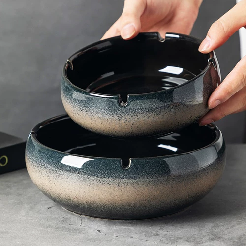 Креативная пепельница, большая китайская ретро-коммерческая керамическая пепельница с защитой от летучей пепла, офисная пепельница для отеля, персонализация