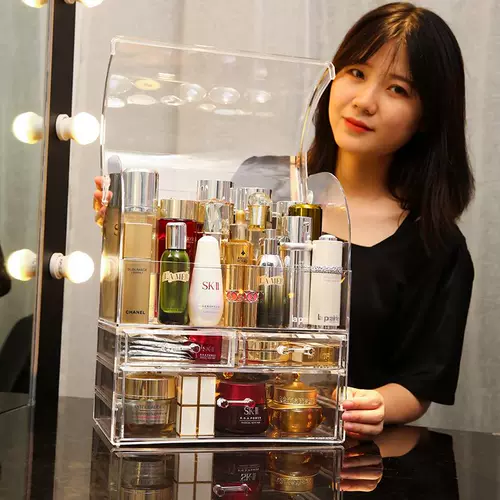 Прозрачная пылепроницаемая косметическая коробка для хранения настольная стойка
