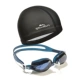 [Маленькие дети или взрослые] Горизонтальный синий+силиконовая плавательная крышка (окружность головы 56-60 см)