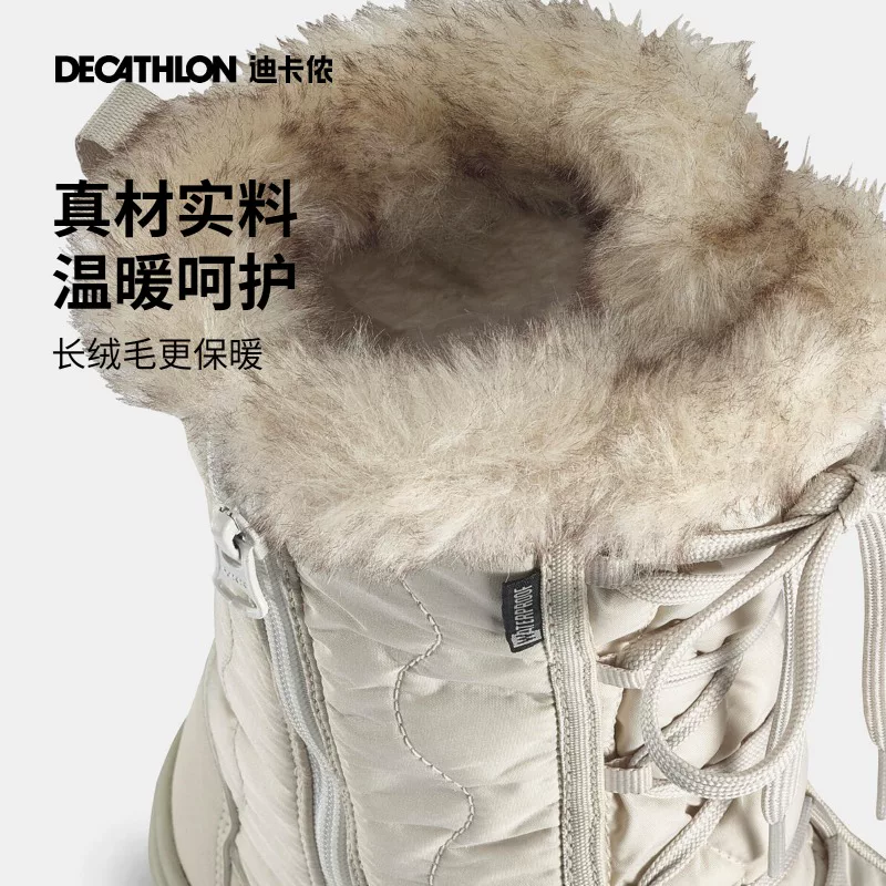 Детские сноубутсы Decathlon для мальчиков и девочек с плюшевыми войлочными хлопковыми ботинками, тёплая детская обувь, ботинки KIDS