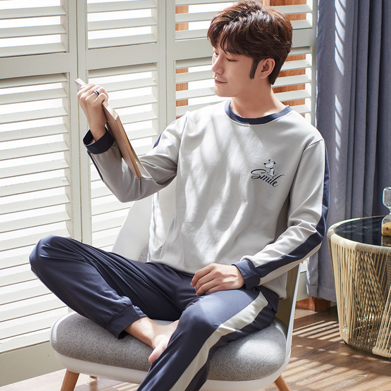 Pajamas men's spring and autumn thin homewear suits trendy fashion personality Korean version of cotton youth cotton homewear tk
