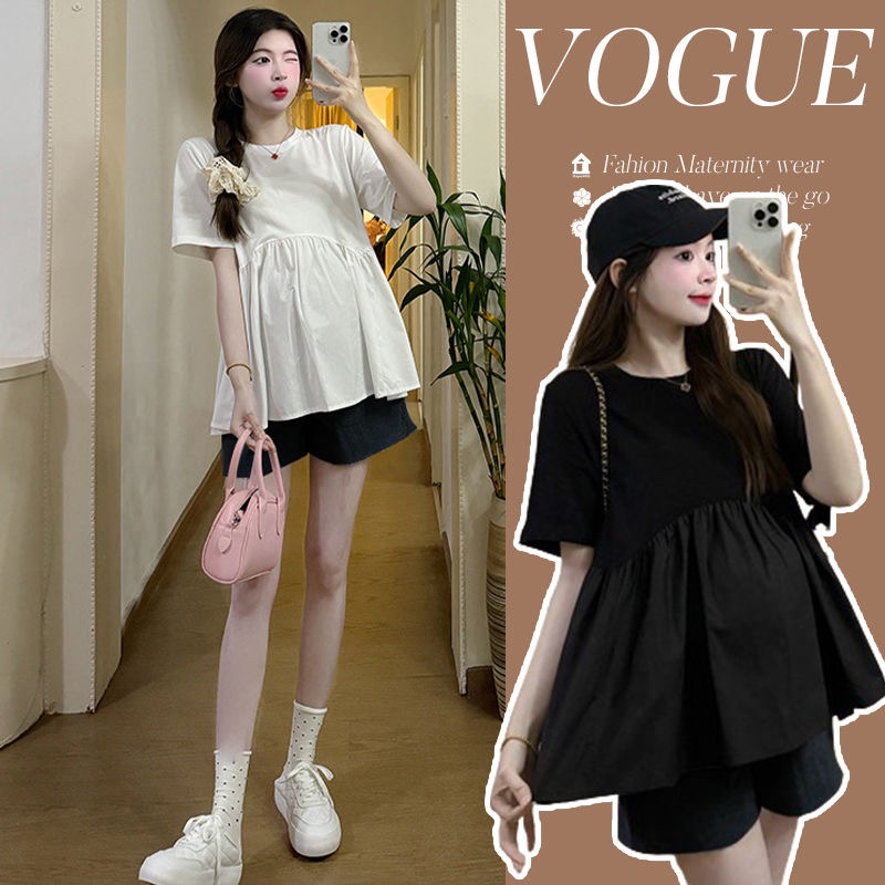 Maternity Summer Outfit Set, Fashionable and Stylish, Thin Summer Plus-Size Shorts and Top Two-Piece Set, 2026 New Model