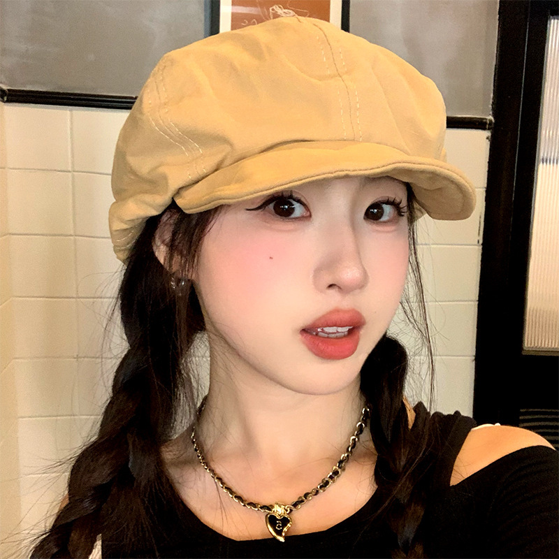 Versatile for Spring and Summer! Women's Beret Hat That Makes Your Face Look Smaller, Japanese Style, Large Head Circumference, Painter's Octagonal Hat