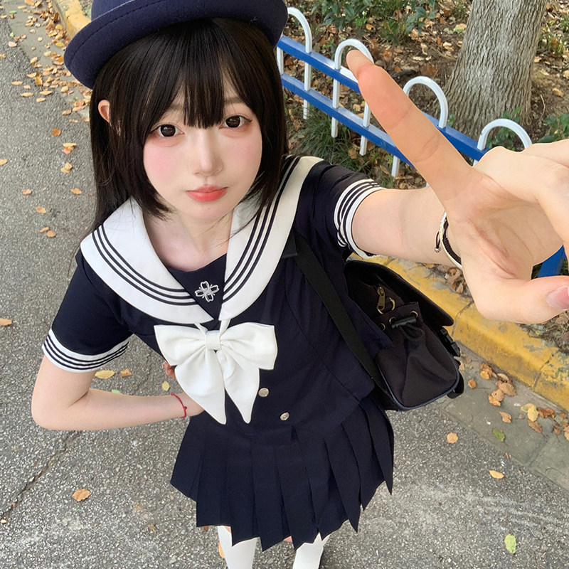 Original Sailor Uniform (Summer) Japanese JK Waist Collection Sailor Uniform Set College Style Womens Autumn Short Sleeve