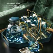 View landscape kettle Heat-resistant explosion-proof cold kettle water cup Household light luxury cold water kettle cup Creative glass kettle set