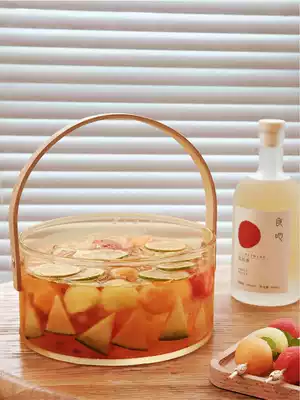 Porcelain Wood a Nordic light luxury dried fruit plate household living room ins split snack plate Creative Glass handle wine barrel