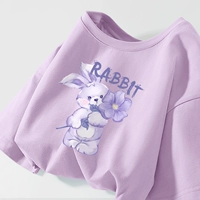 【С коротким рукавом】 сиреневое пурпурное кролика