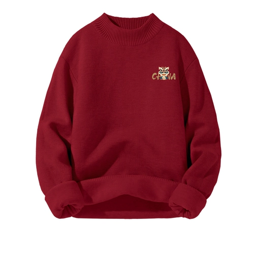 JR Zhenweis Red Sweater Мужской год года годы годы годы Dragon Olde Men's Winter Top Top 2024 Мужская база.