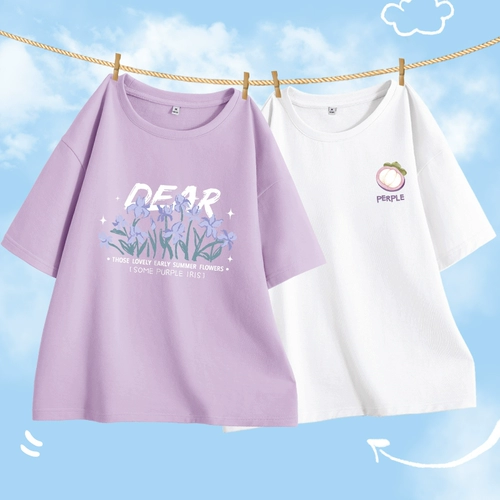 Сиреневая футболка, хлопковый лонгслив