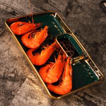 Dumpling plate ceramic dumpling plate creative with vinegar plate sushi plate light luxury cutlery Net red dish snack plate home home