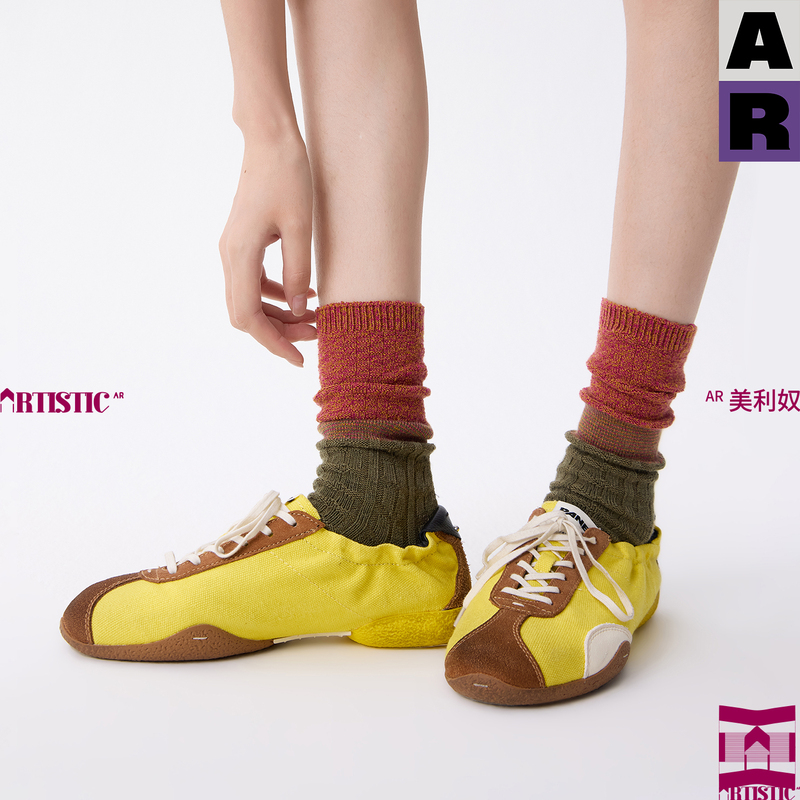 【Purple Label】Ar Merino Design Merino Wool Blend Warm Retro Mid-Calf Socks Orange Autumn and Winter Socks for Women 【Purple Label】Ar Merino Design Merino Wool Blend Warm Retro Mid-Calf Socks Orange Autumn and Winter Socks for Women