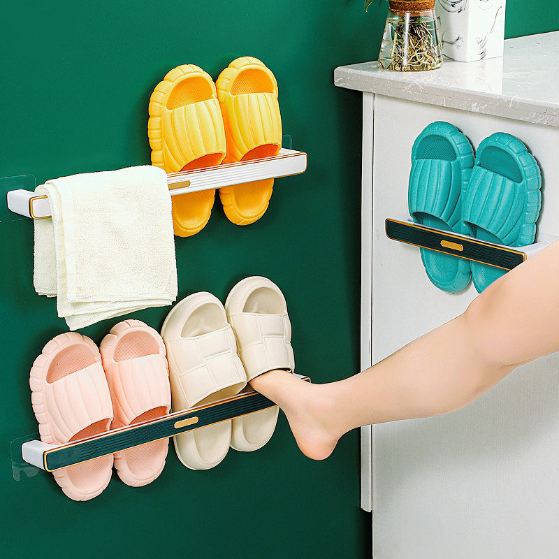Net Red Bathroom Slippers Rack Wall-mounted Toilet Shoes Containing deity Dressing Room Free of perforated Drain Shoe Racks