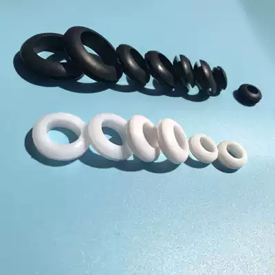 Coil rubber leather black and white double protective silicone high quality wire protection ring round hole ring through wire hole sleeve protection ring