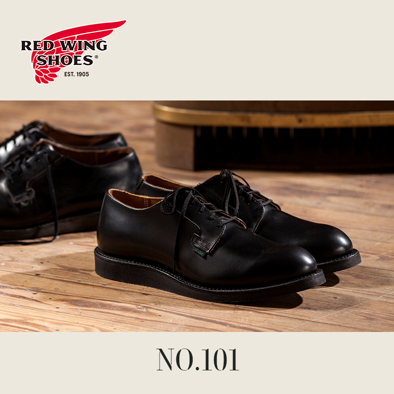 Redwing 101 Postman Oxford Shoes D Toe Oil Wax Leather Dress Shoes Commuting Leather Shoes Black Men's Shoes