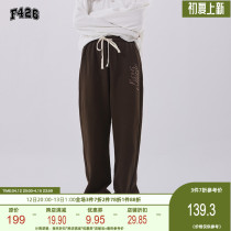 (F426 Official Shop) National Tide Card Lovers Hip Hop Autumn Winter Thick Plate Print Thread Loose Casual Bungling Pants