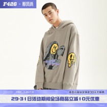 (F426 official store)Tide brand hip hop os Men and women Virgin Smiley street couple loose ins hooded sweater