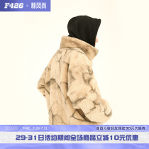 (F426 official store)National tide street vintage old spray-dyed lambskin thickened loose men and women ins coat