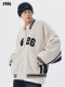 [F426 Official Store]National Trend Brand Autumn Couple Hip-Hop Logo Patchwork Baseball Jacket Faux Shearling Coat