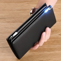 2022 Wallet Male length Genuine Bull Leather Mens Handbag Youth Business Zipped Leather Wallet Multifunction Mobile Phone Bag