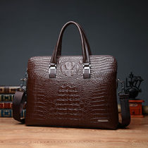 2022 Inclined Satchel Casual Business Computer Briefcase Men Handbag Genuine Leather Texture Cross single shoulder bag